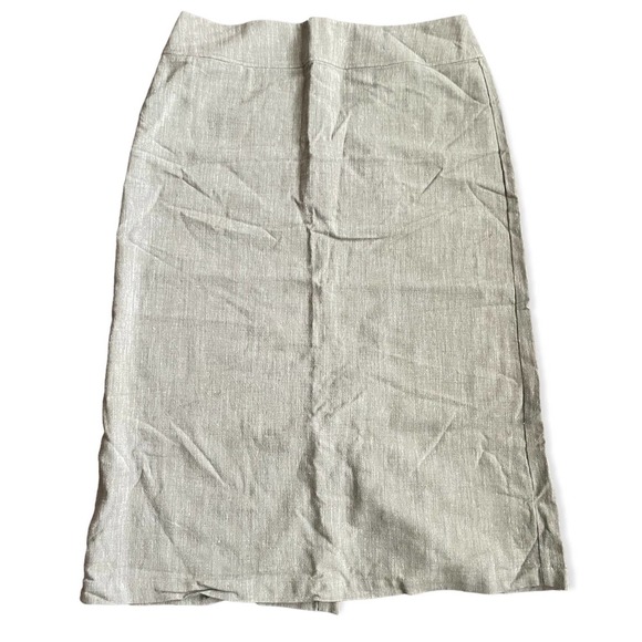 Eileen Fisher Dresses & Skirts - NWT Eileen Fisher Cross Hatch Linen Blend Midi Straight Skirt Taupe Large